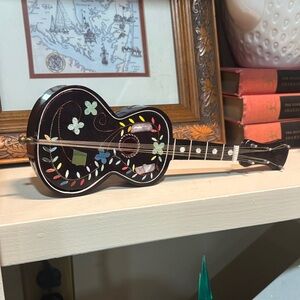 Vintage Miniature Wooden Painted Napoli Guitar Music Box Italy Made Santa Maria